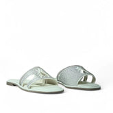 PATRIZIA PEPE - N 37 Ciabattina in pelle con strass, Bianco