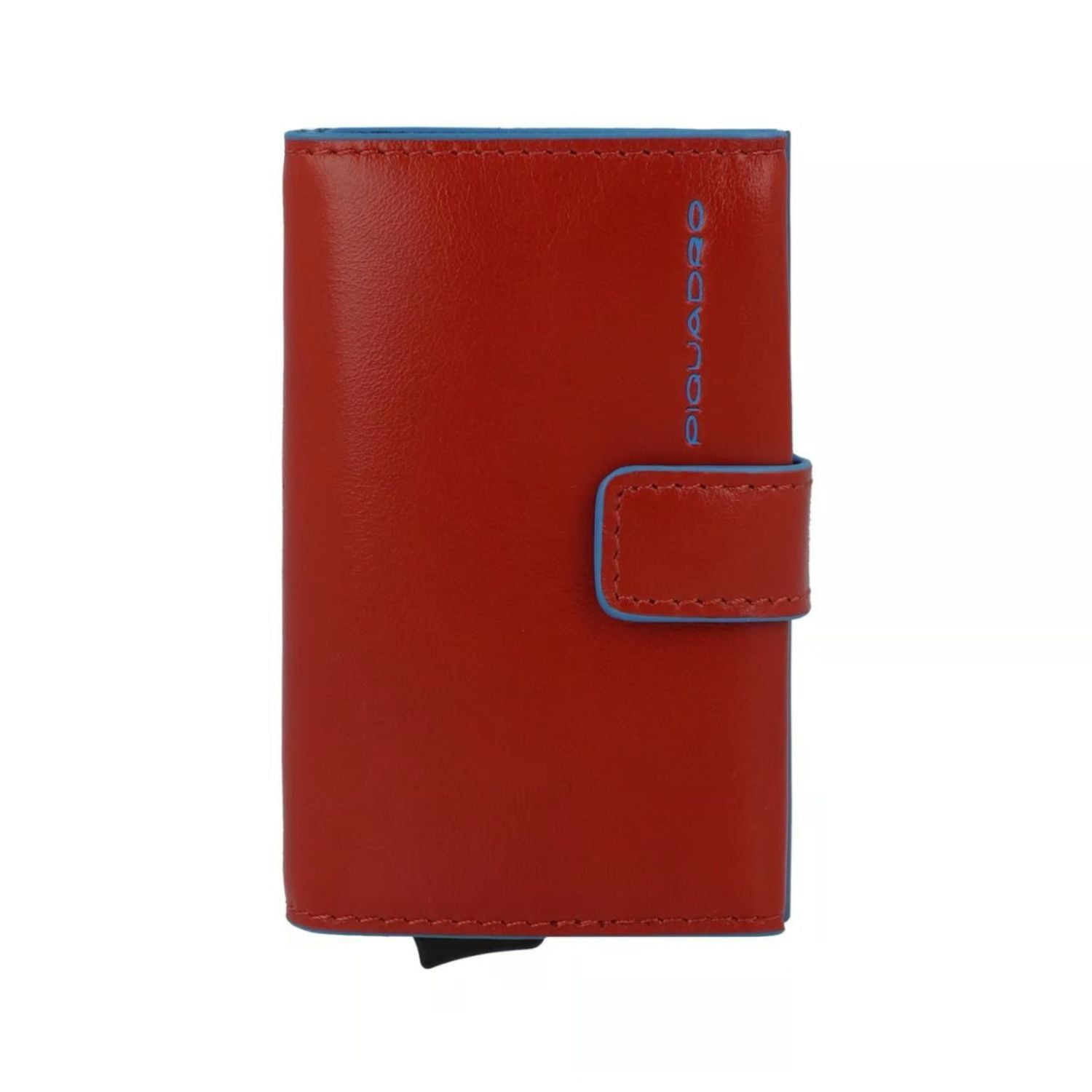Piquadro - Portacarte in metallo e pelle con bottone, Cuoio
