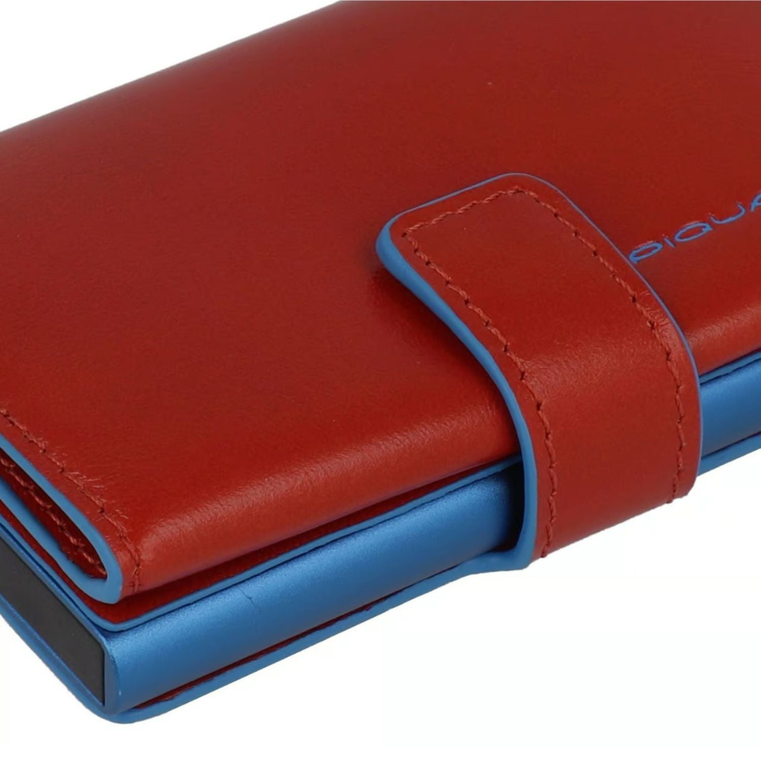 Piquadro - Portacarte in metallo e pelle con bottone, Cuoio