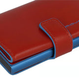 PIQUADRO - Portacarte in metallo e pelle con bottone, Cuoio