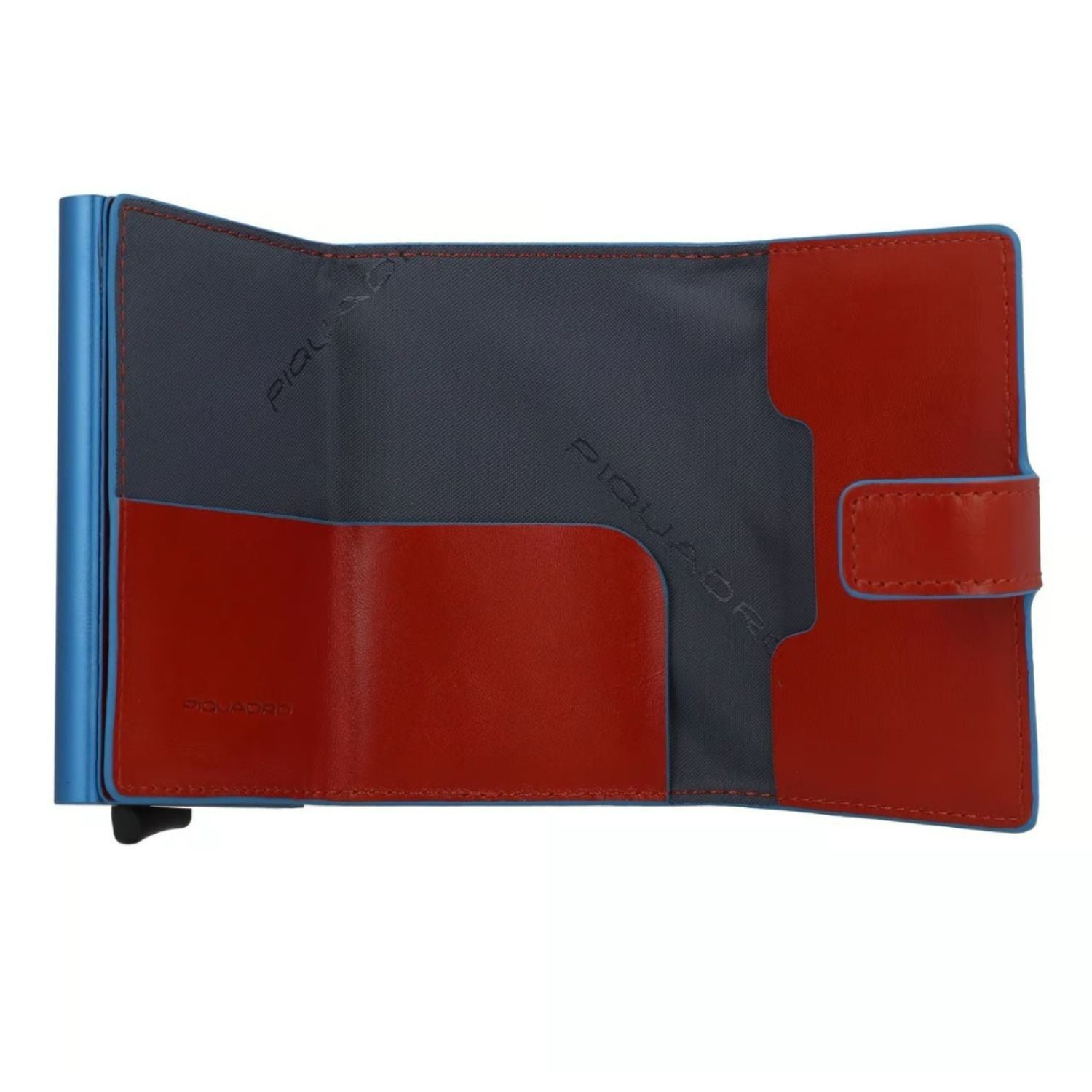 Piquadro - Portacarte in metallo e pelle con bottone, Cuoio