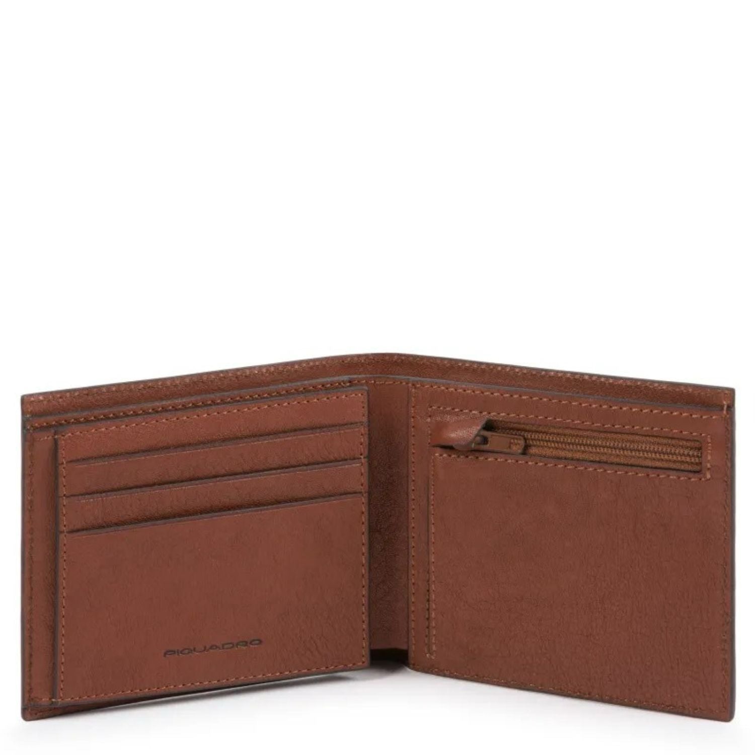 PIQUADRO - Portafoglio B3 con porta monete con zip e portadocumenti, Marrone