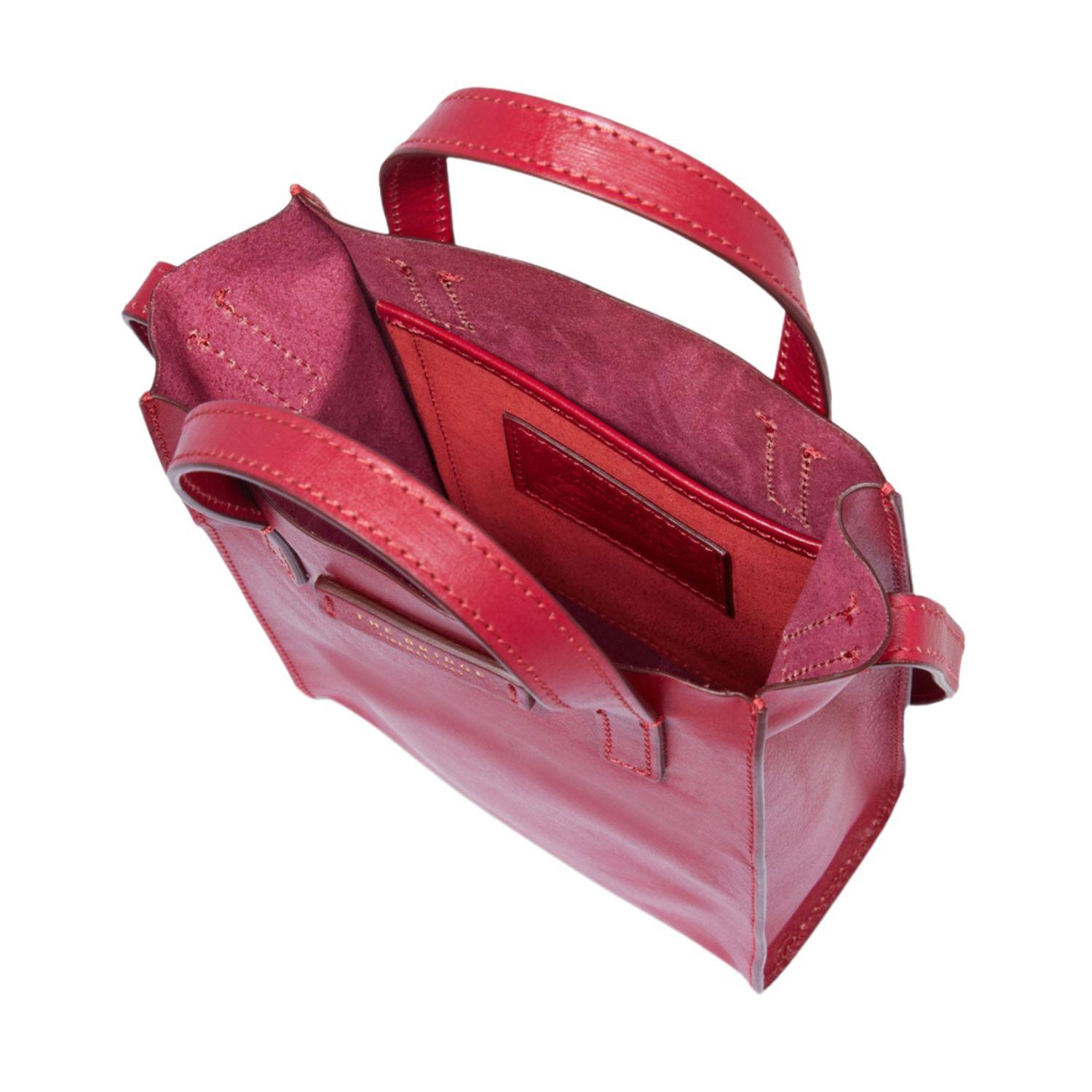 THE BRIDGE - Borsa mini verticale con manici e tracolla Mirra, Rosso Ciliegia