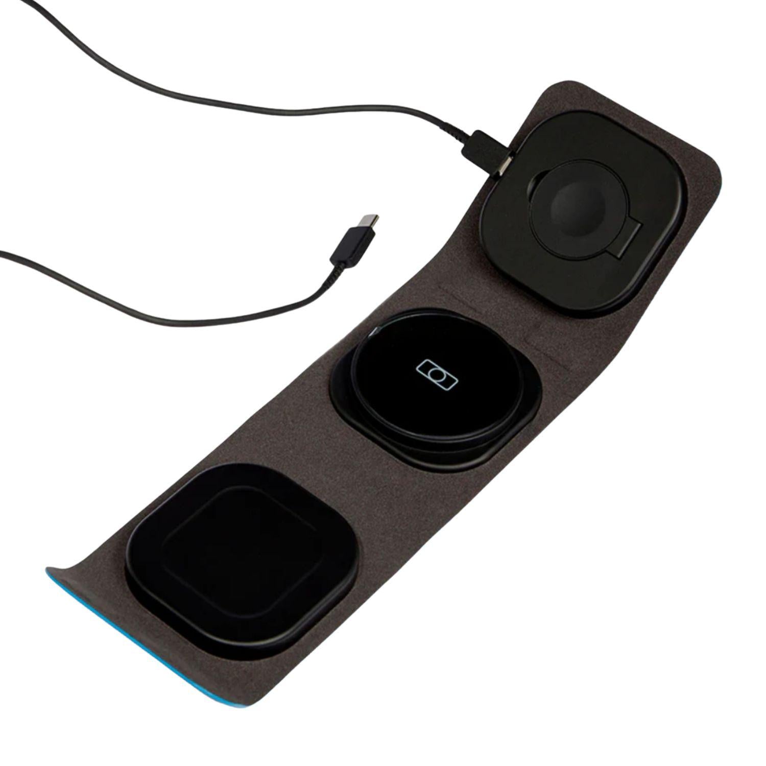 Piquadro - Base di ricarica wireless 3 in1 pieghevole, Blu