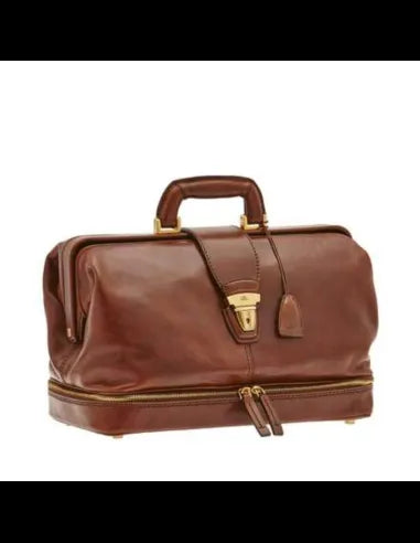 THE BRIDGE - Borsa da dottore in cuoio con zip , Marrone