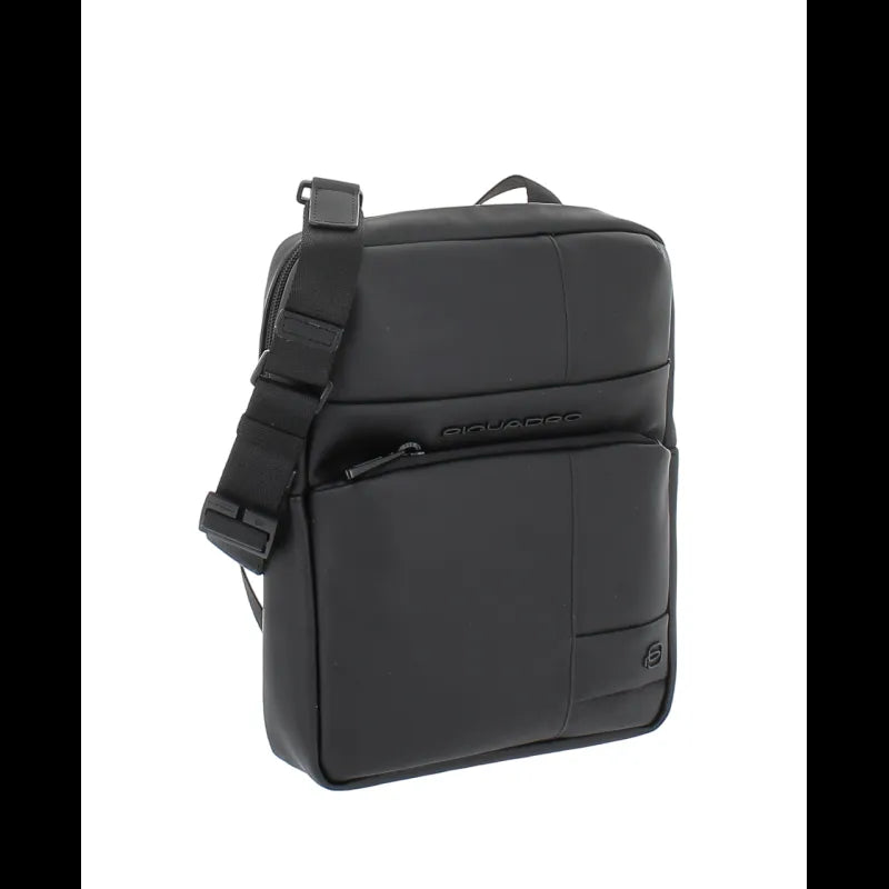 PIQUADRO, Borsello grande in tessuto gommato, Nero