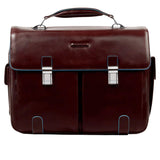 PIQUADRO - Cartella per computer 15,6 e iPad Pro 12,9 Blue Square, Mogano