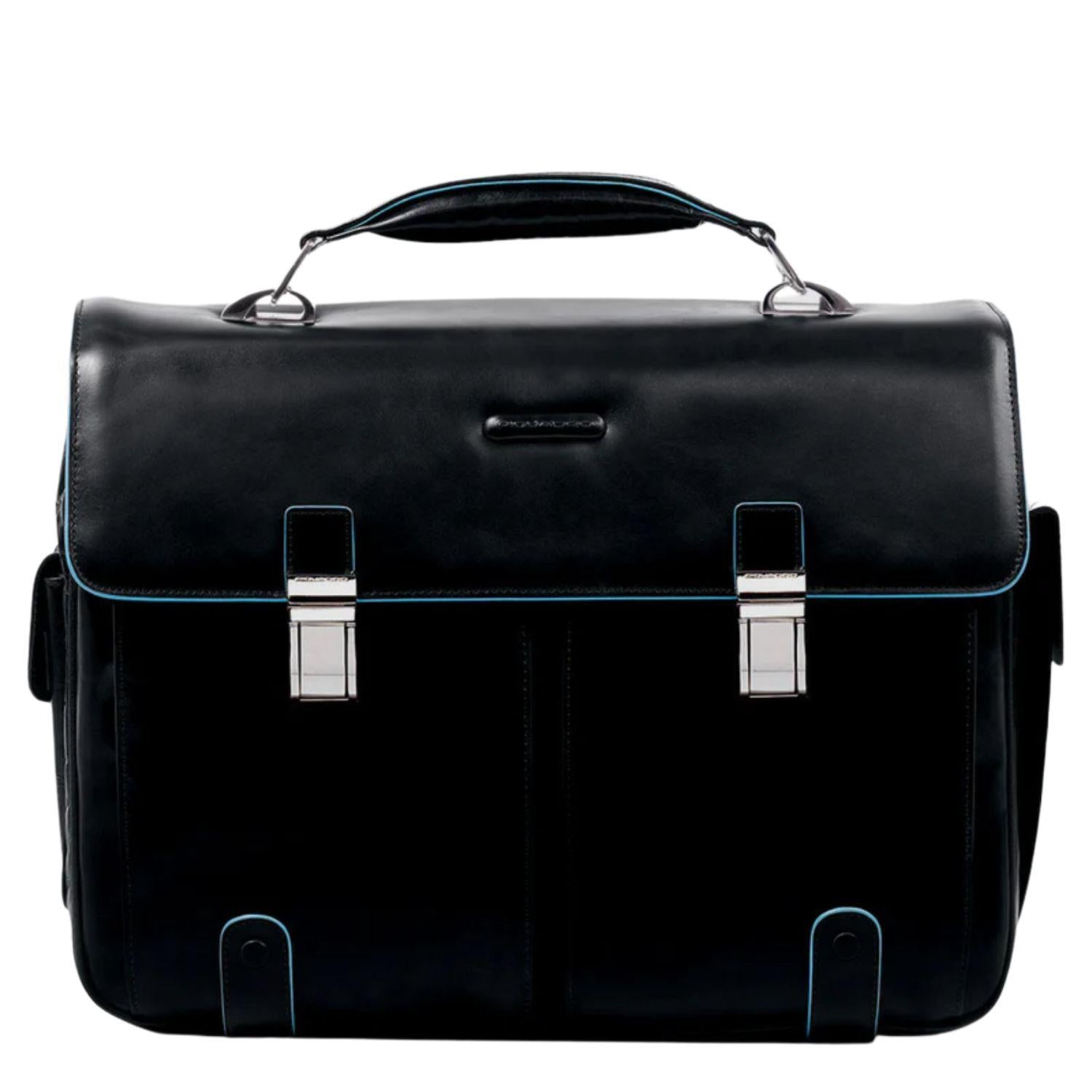 Piquadro - Cartella per computer 15,6 e iPad Pro 12,9 Blue Square, Nero
