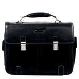 PIQUADRO - Cartella per computer 15,6 e iPad Pro 12,9 Blue Square, Nero