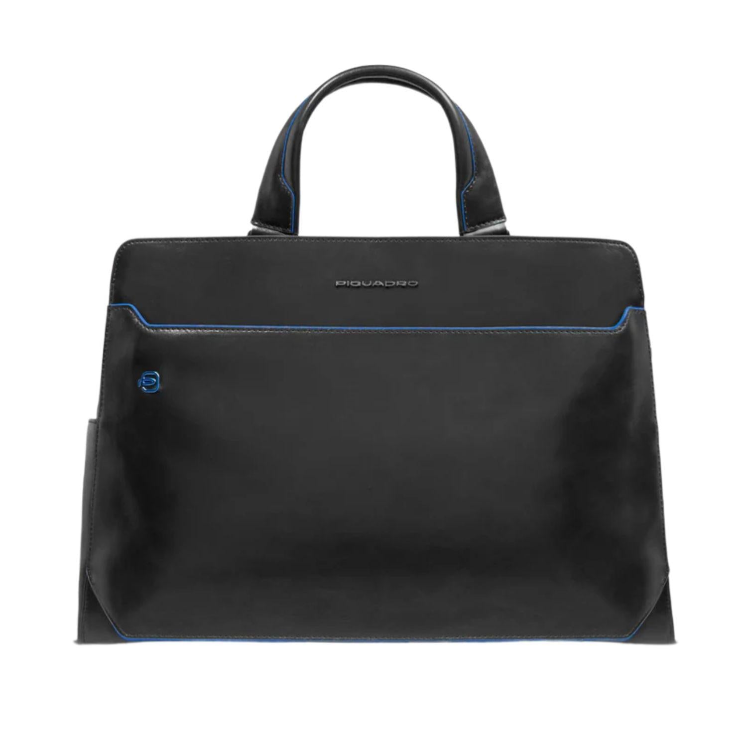 PIQUADRO - Cartella da lavoro in pelle porta pc 15,6", Nero