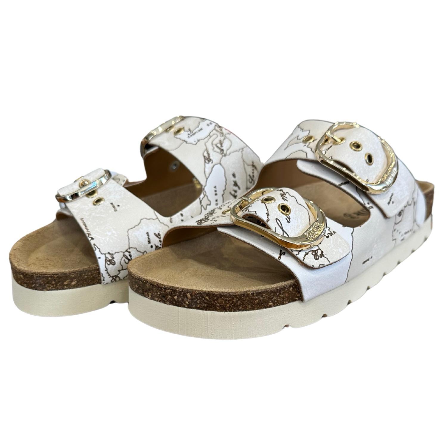 ALVIERO MARTINI - N.38 Ciabatta doppia fascia Geo White, Bianca