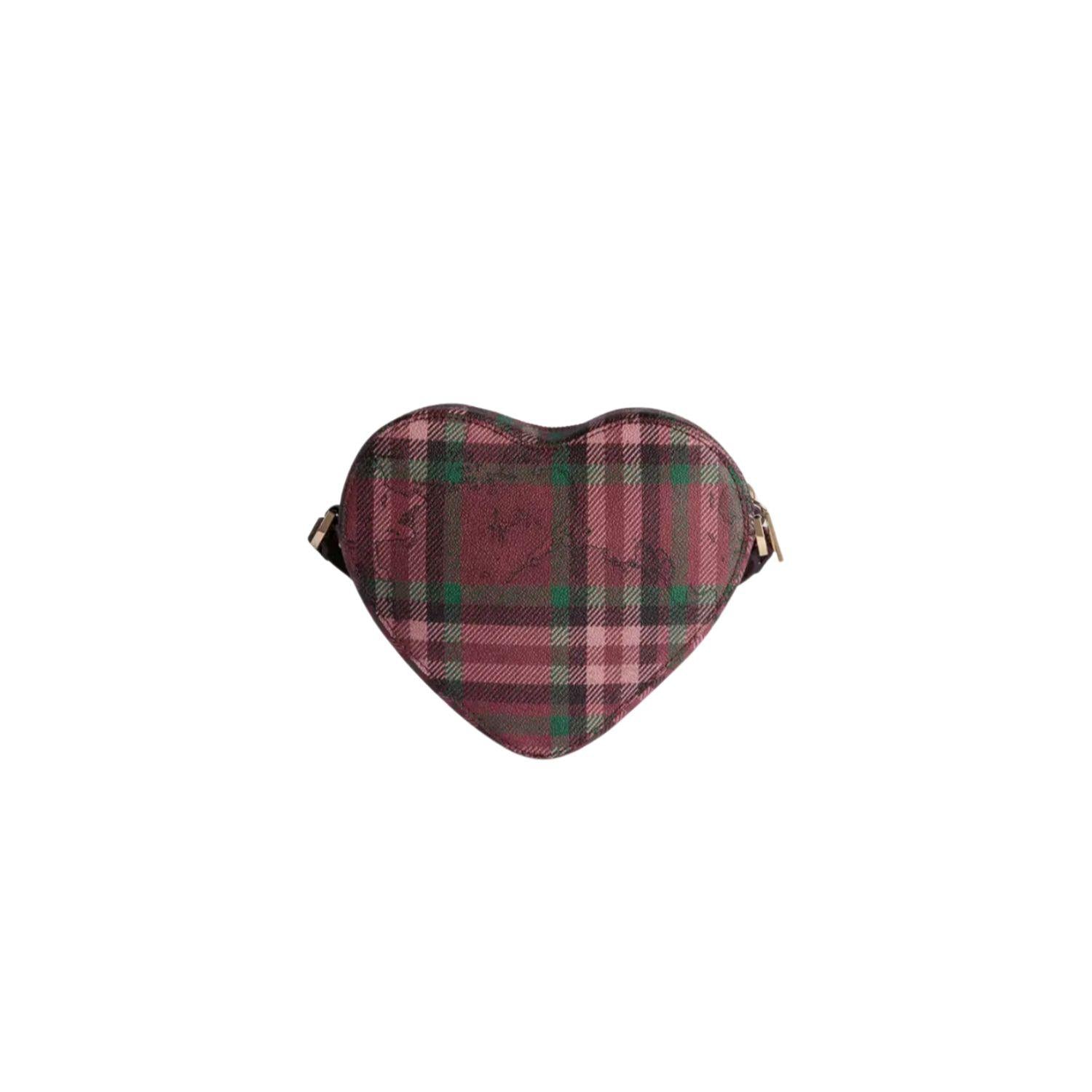 Alviero Martini - Tracollina a cuore in saffiano tartan Rosso Acero