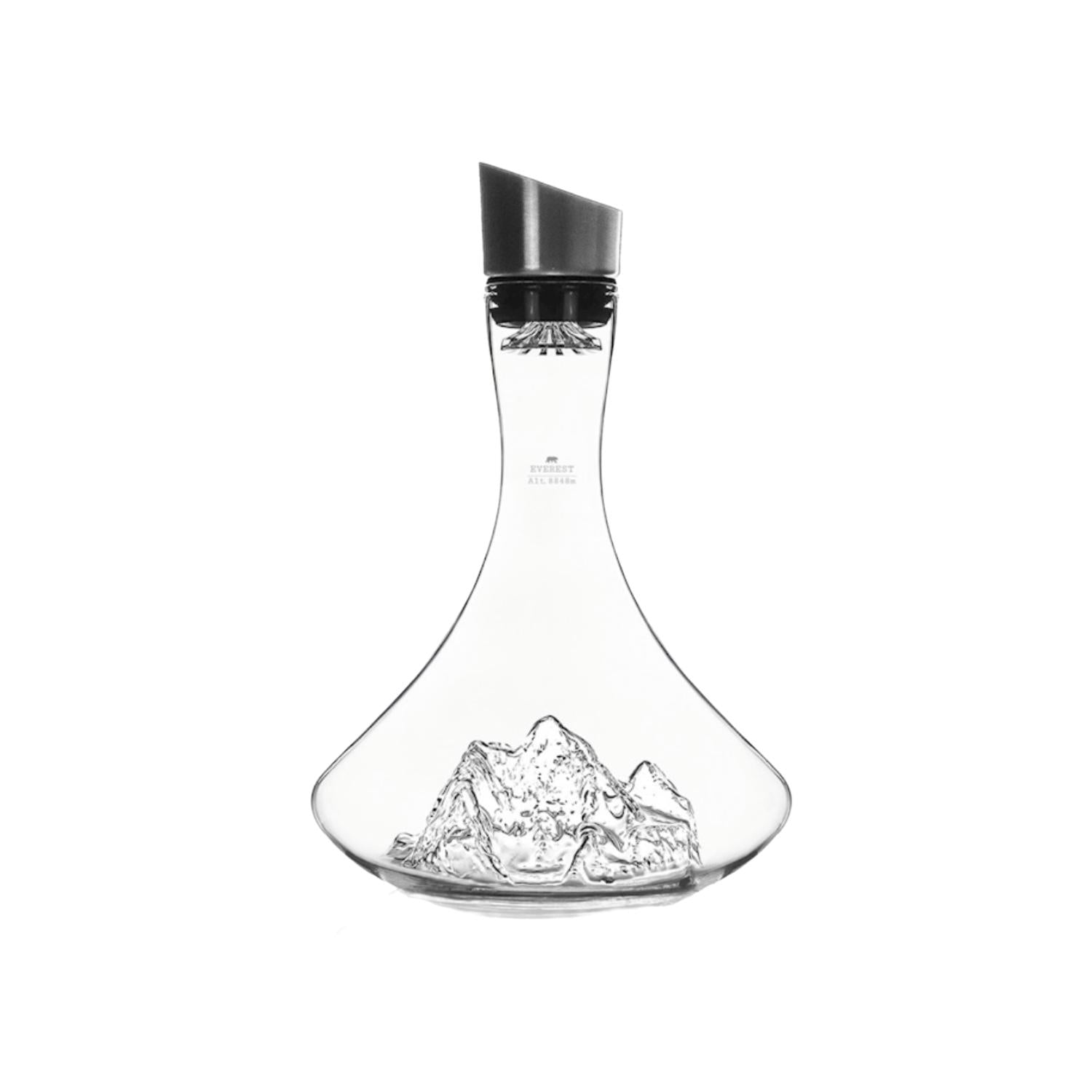 Alaskan Maker - Decanter in vetro borosilicato con topografia Monte Everest, Trasparente