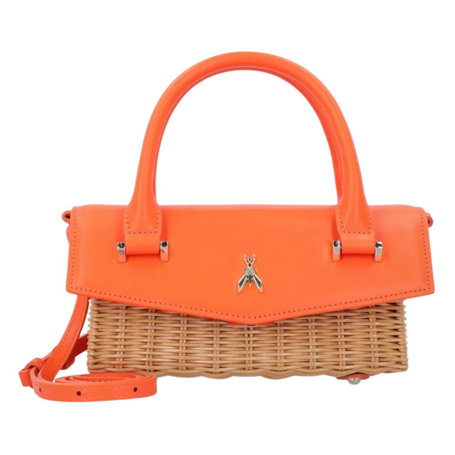 PATRIZIA PEPE - Fly Bambi in paglia rigida e pelle, Arancione