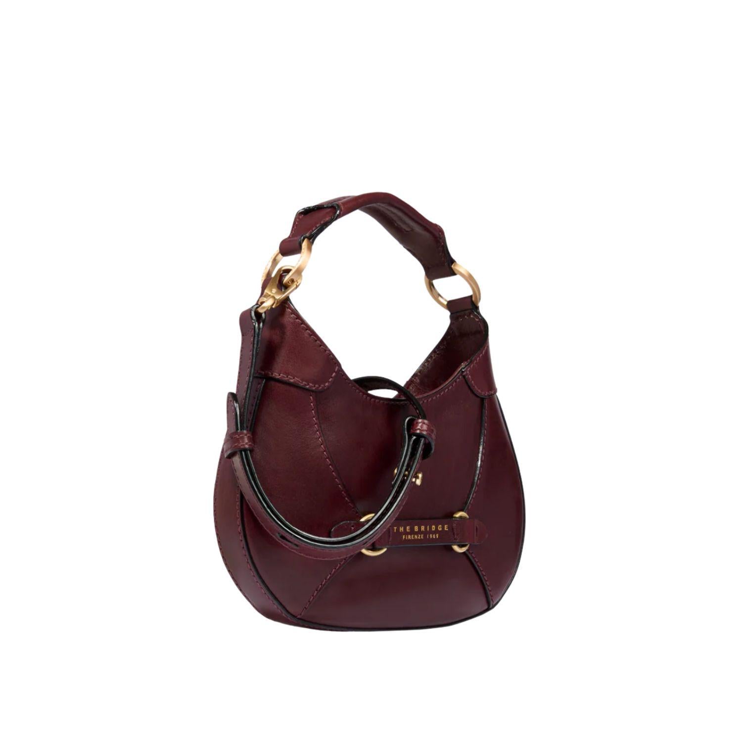 Borsa pelle donna piccola con tracolla removibile Isabella, Bordeaux