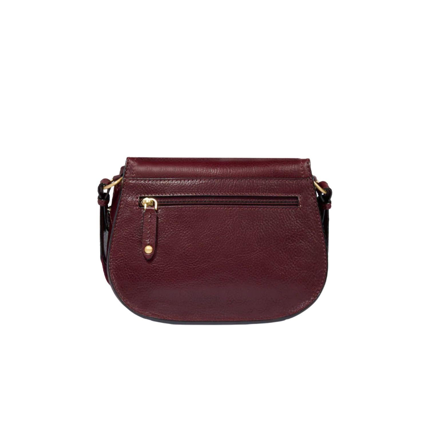 Borsa a tracolla con patta frontale Isadora, Bordeaux