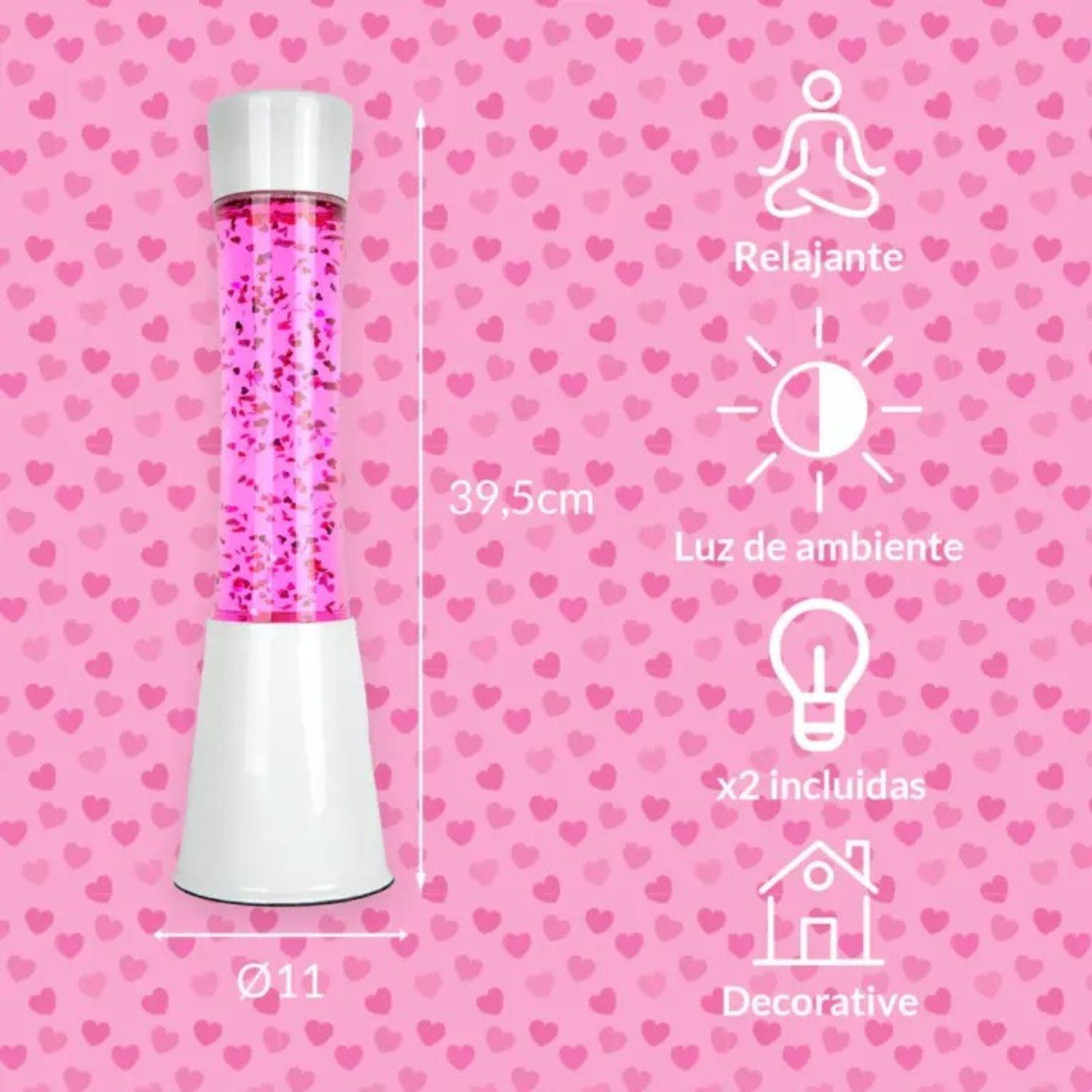 Fisura - LavaLamp con Cuori Glitterati, Rosa