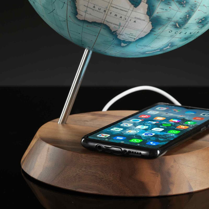 Zoffoli- Mappamondo da scrivania con ricarica wireless Bridge Indaco