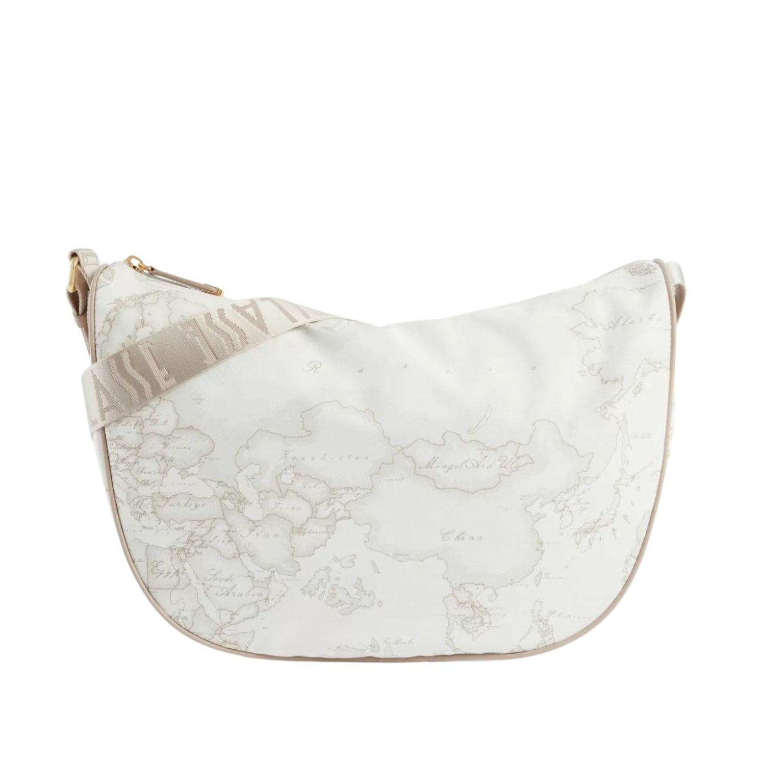 Alviero Martini - Geo Soft tracolla a mezzaluna grande S008, Bianca