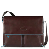Piquadro - Messenger in pelle con tasche frontali Blue Square, Mogano