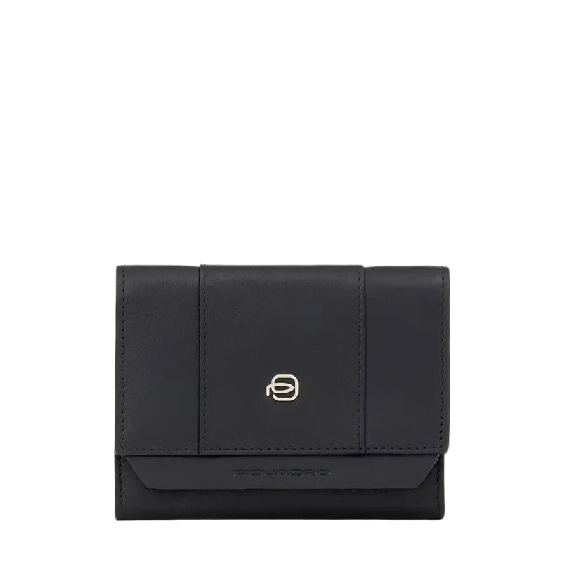 PIQUADRO -Portafoglio donna piccolo in pelle Circle, Nero