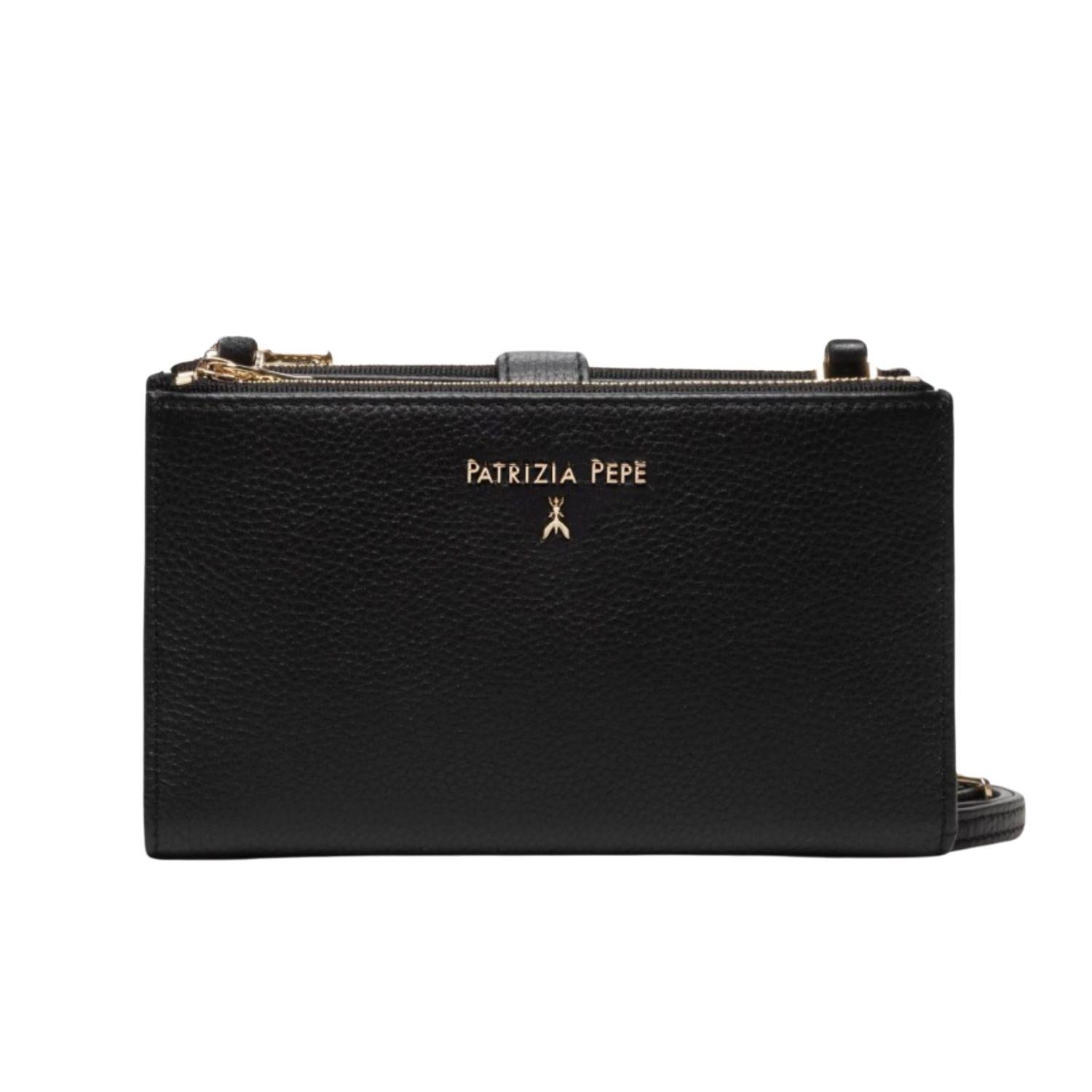 PATRIZIA PEPE - Portafoglio Porta Cellulare Con Tracolla CQ9774 L001 K103 Nero