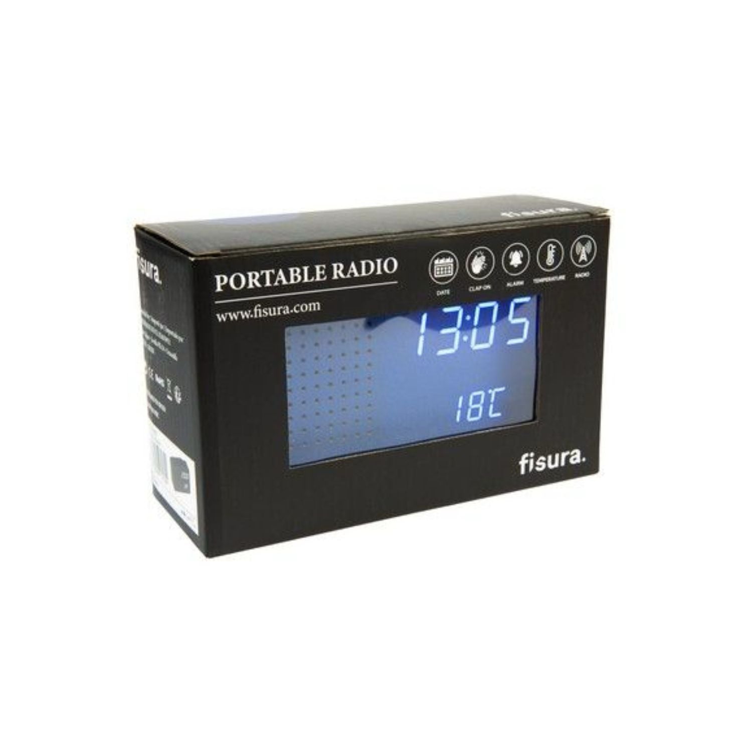 Fisura - Radio Sveglia in legno, Bianca