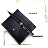 Montblanc - Set Montblanc Penna Sfera Pix e Porta Carte 6 Tasche in Pelle Nera