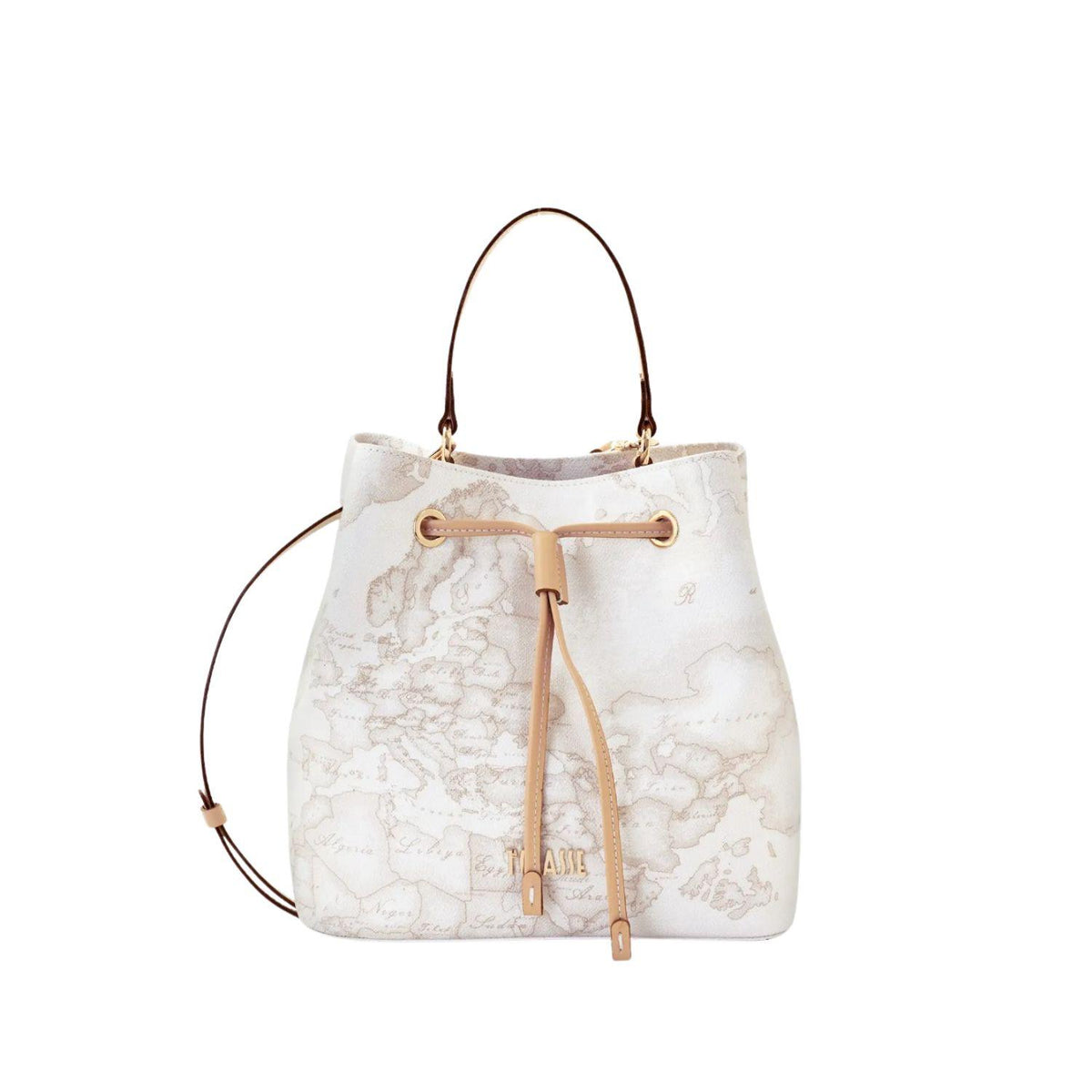 Borsa secchiello con coulisse Geo White, Bianco