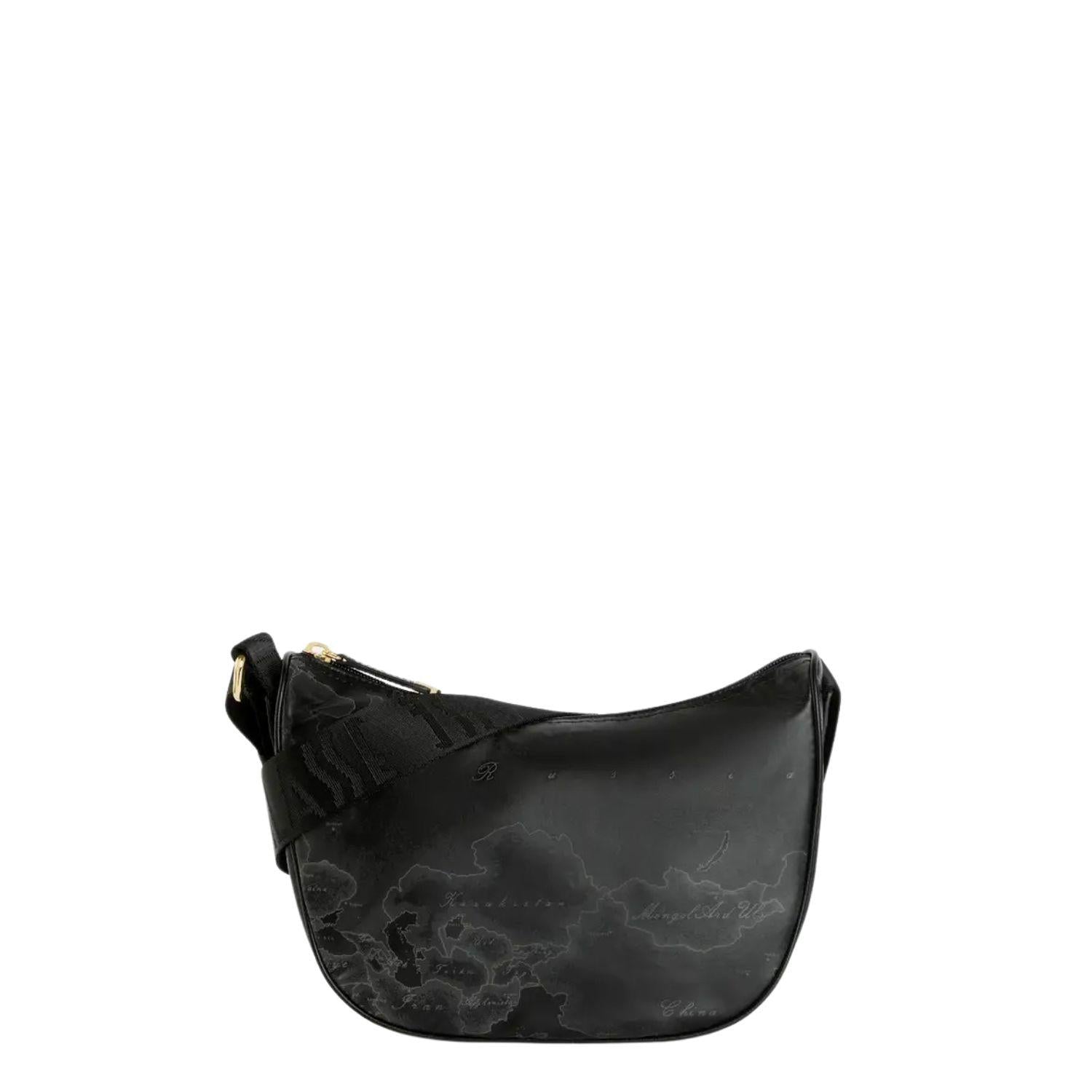 Tracolla a mezzaluna piccola Geo Soft, Nera
