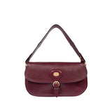Borsa a spalla in pelle grande con patta frontale Isadora, Bordeaux