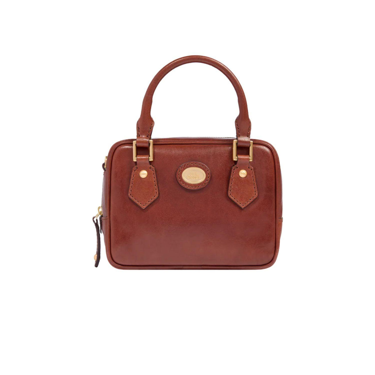 Bauletto piccolo in pelle con tracolla removibile, Marrone