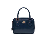 Bauletto piccolo in pelle con tracolla removibile, Blu Oltremare