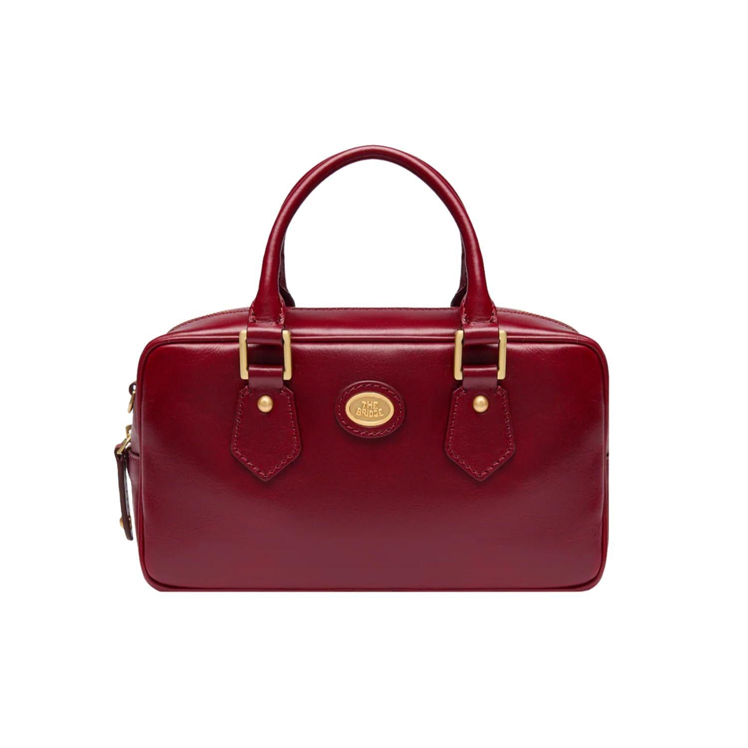 Bauletto medio in pelle con tracolla removibile, Rosso