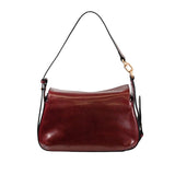 The Bridge - Borsa a tracolla in pelle con chiusura e zip frontale, Rosso Scuro