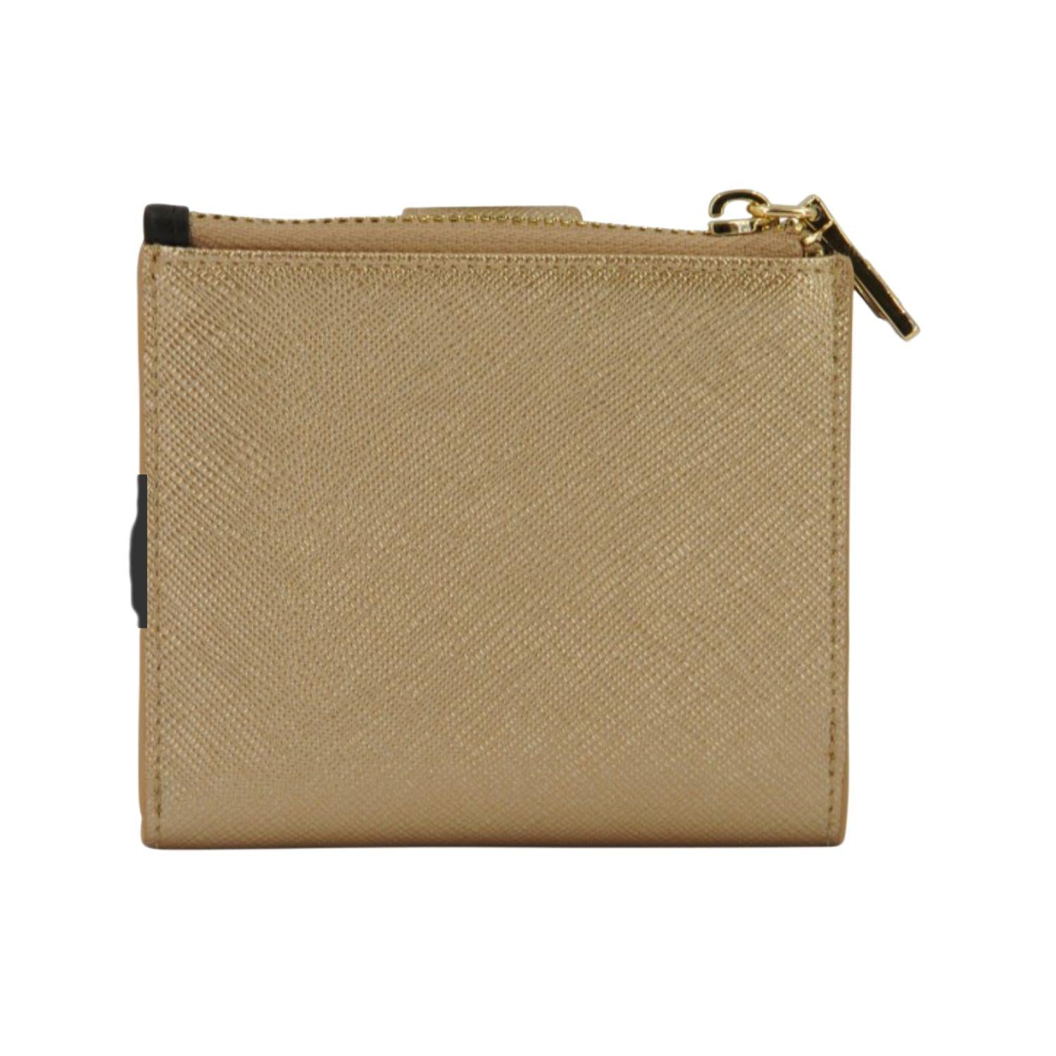 Alviero Martini - Portafoglio piccolo con bottone e zip, Oro