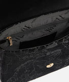 ALVIERO MARTINI -Moments Bag tracolla con patta e catena in velluto Geo, Nero