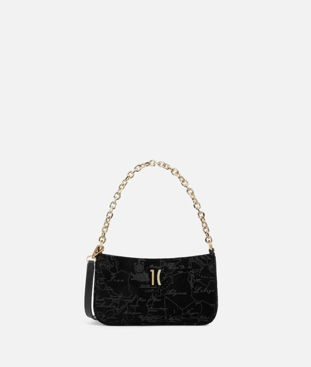 ALVIERO MARTINI -Moments Bag pochette con tracolla e catena, Nero