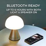 Lexon - Lampada led con cassa Bluetooth MINA L, Grigio Scuro