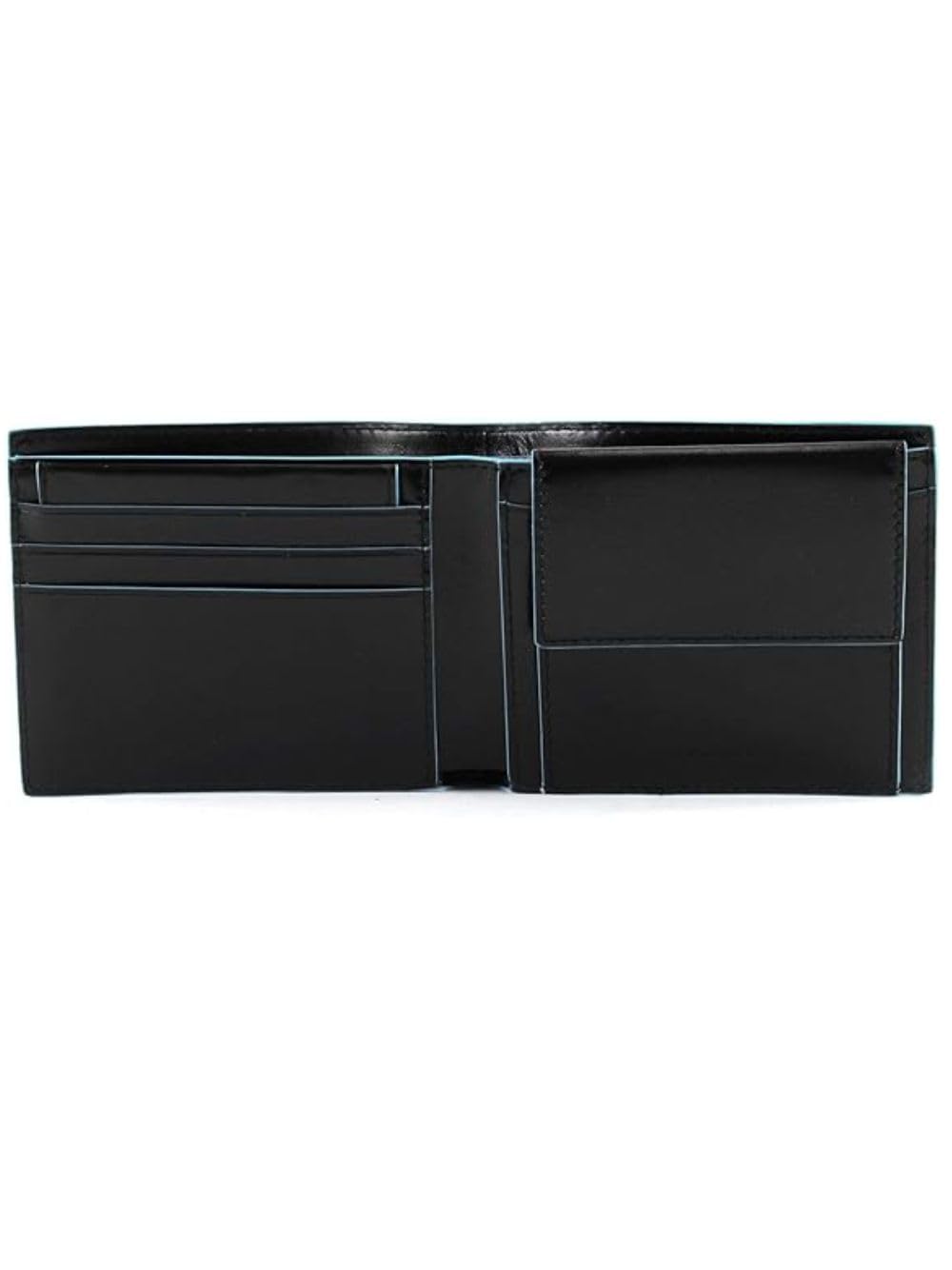 Piquadro - Portafoglio uomo compatto con portamonete e carte di credito Blue Square, Nero