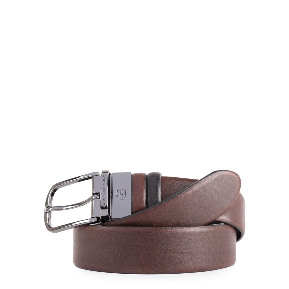 PIQUADRO - Cintura reversibile in pelle Black Square Testa di Moro,Nero