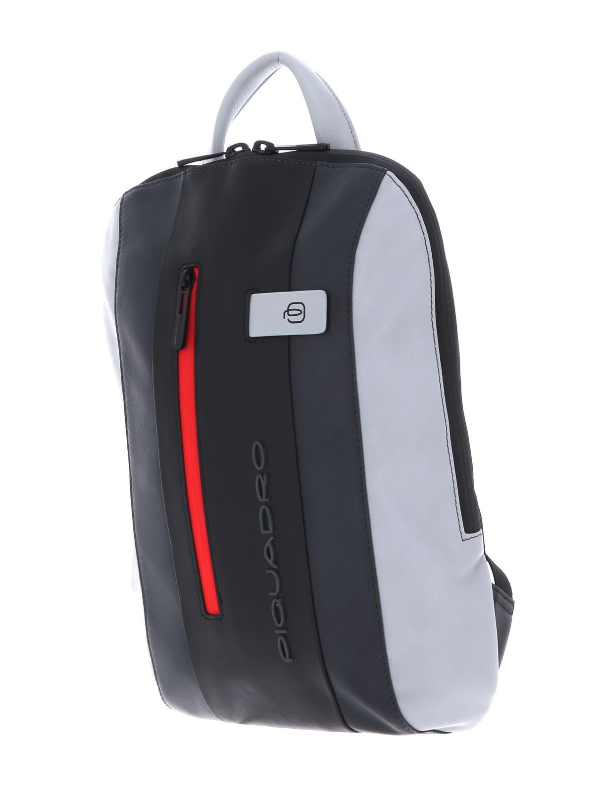 PIQUADRO - Zaino piccolo in pelle Urban, Grigio e Nero 