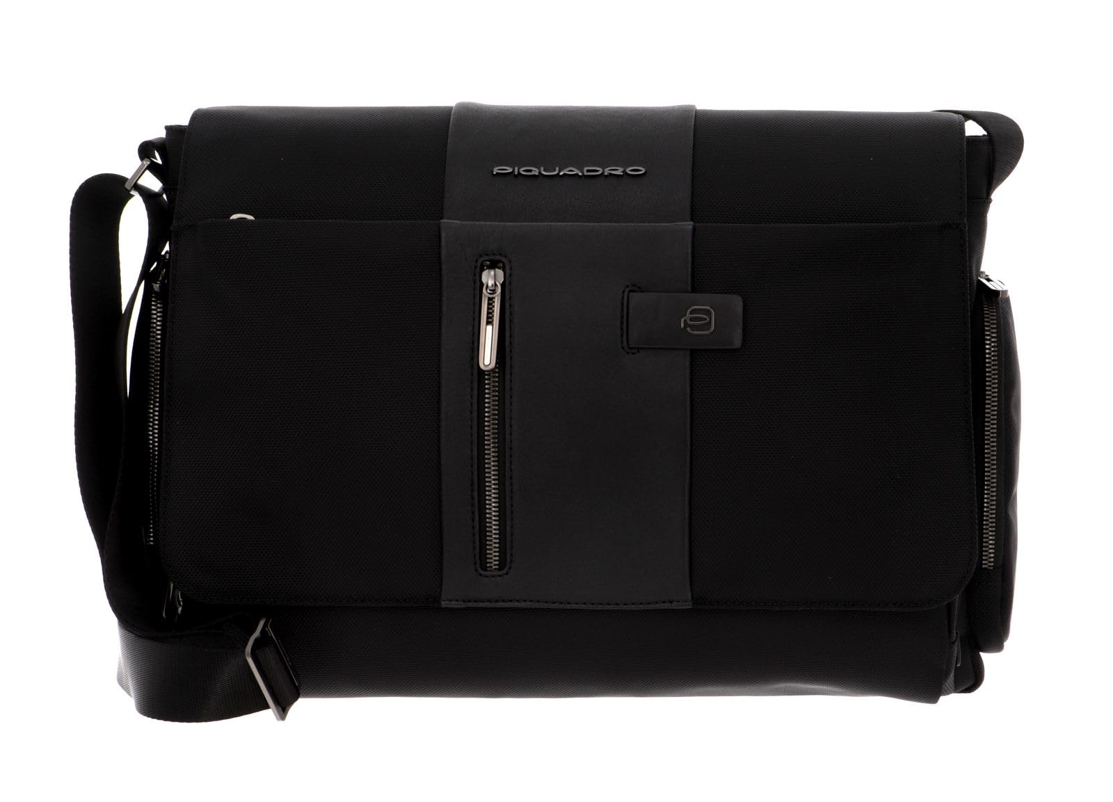 PIQUADRO - Messenger in tessuto rigenerato e pelle Brief2, Nera