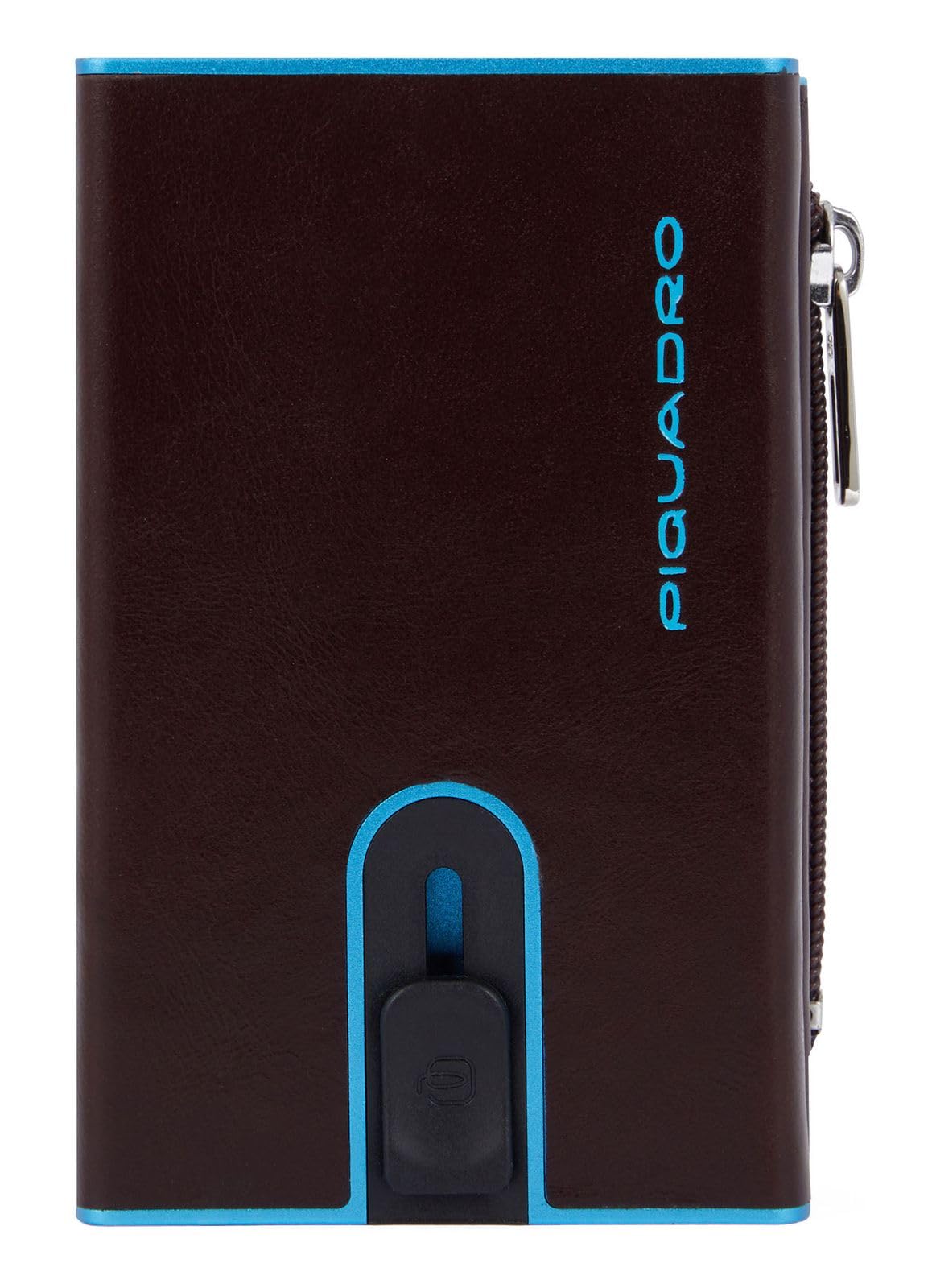 PIQUADRO - Porta banconote con porta monete e carte di credito con sistema scorrevole Piquadro Blue Square, Mogano