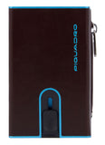 PIQUADRO - Porta banconote con porta monete e carte di credito con sistema scorrevole Piquadro Blue Square, Mogano