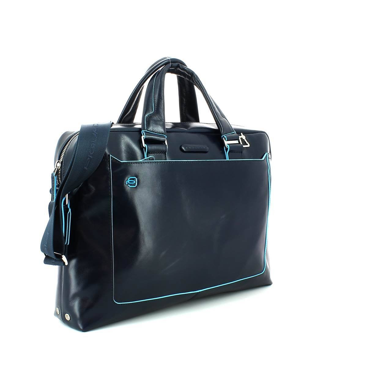 PIQUADRO - Cartella due manici in pelle Blue Square Blu