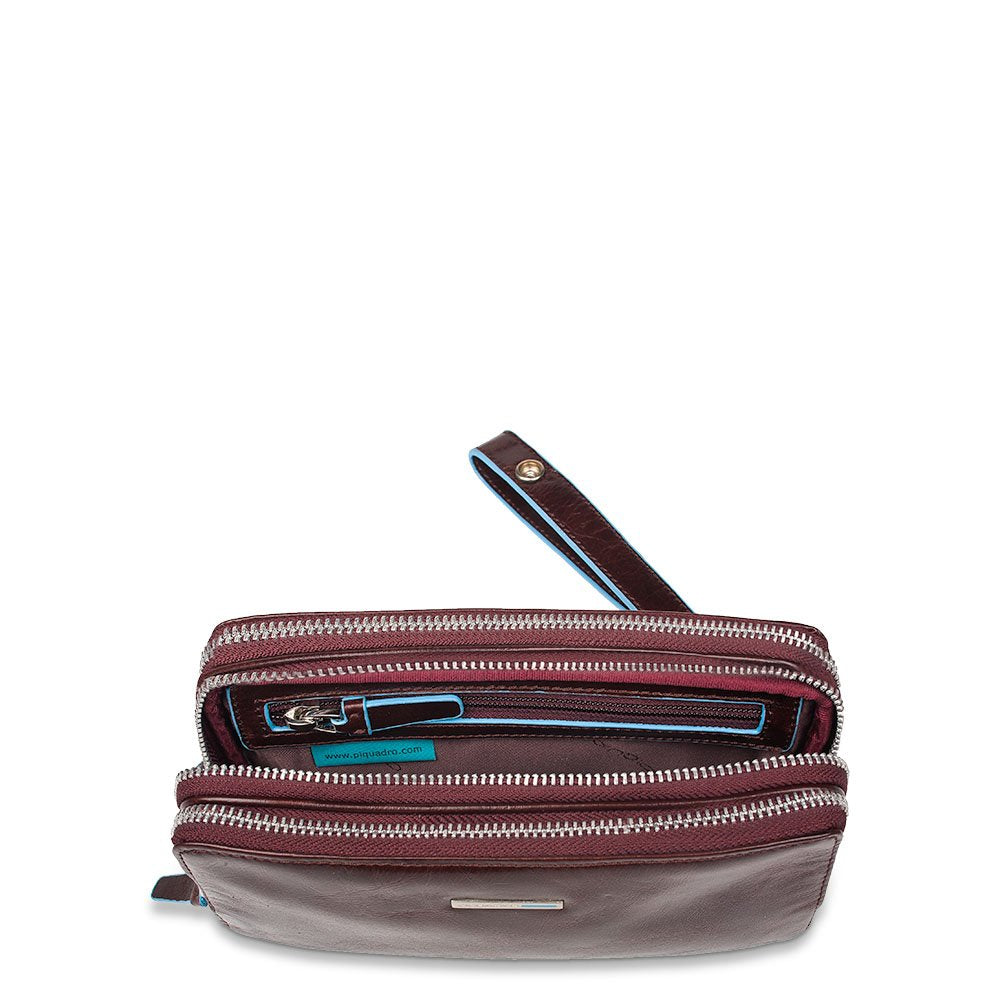 PIQUADRO - Astuccio a tre scomparti con polsiera removibile B2 Mogano
