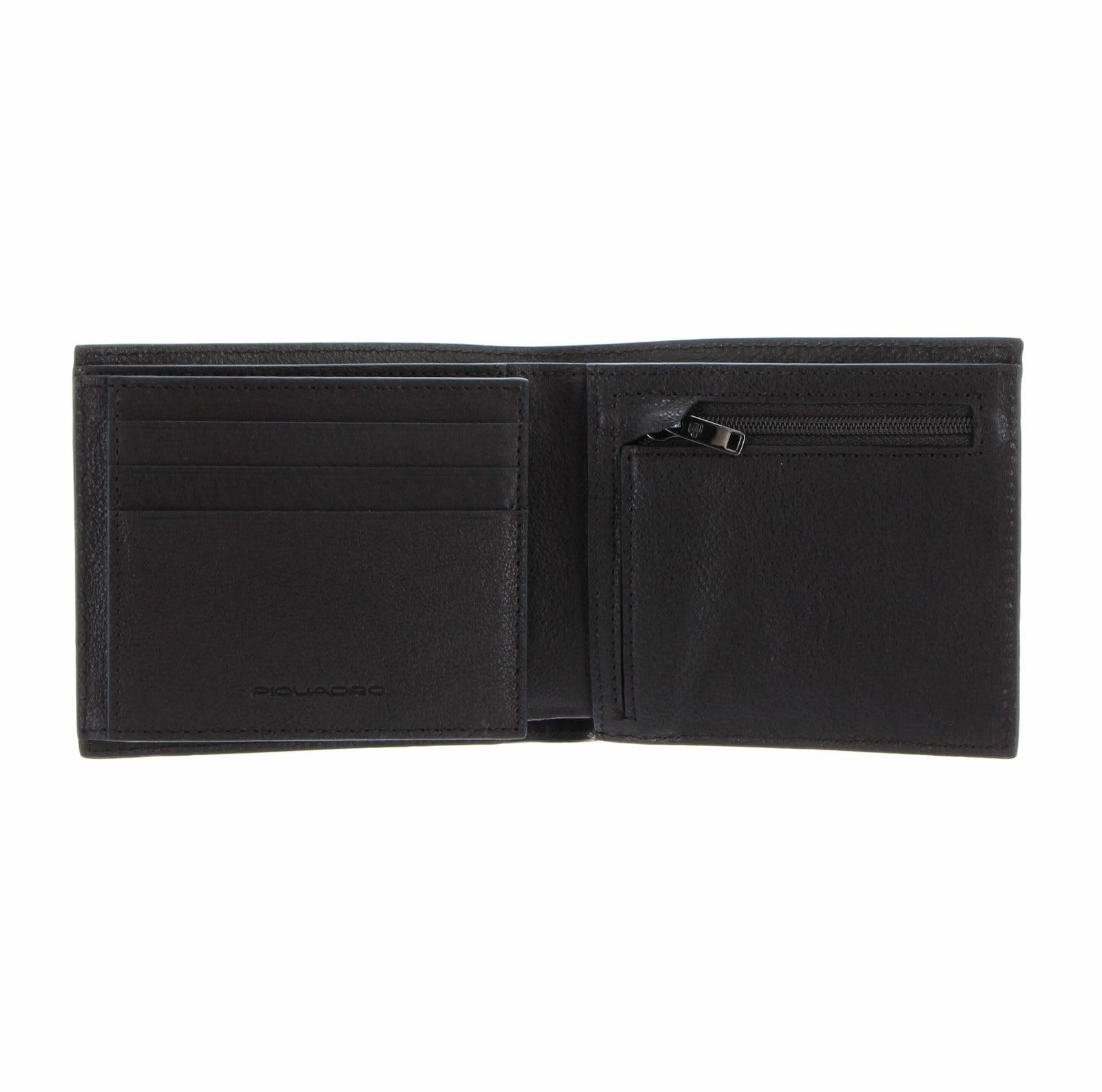 PIQUADRO -Portafogli B3 con porta monete con zip e portadocumenti, Testa di Moro