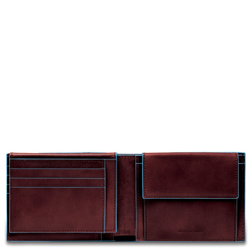 PIQUADRO - Portafoglio uomo con patta linea Blue Square, Mogano