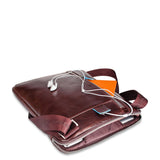 PIQUADRO - Borsello porta iPad/iPad Air, doppia tasca frontal Blue Square, Mogano